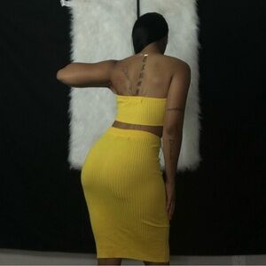 Yellow Ribbed Two-Piece Set